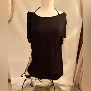 Black strappy Maurices rayon/ spandex short sleeve top. Size XL
